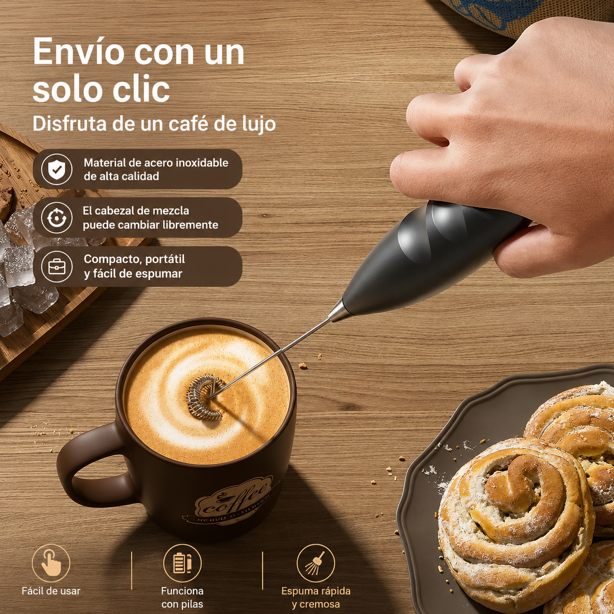 Espumador Eléctrico de Leche Portátil