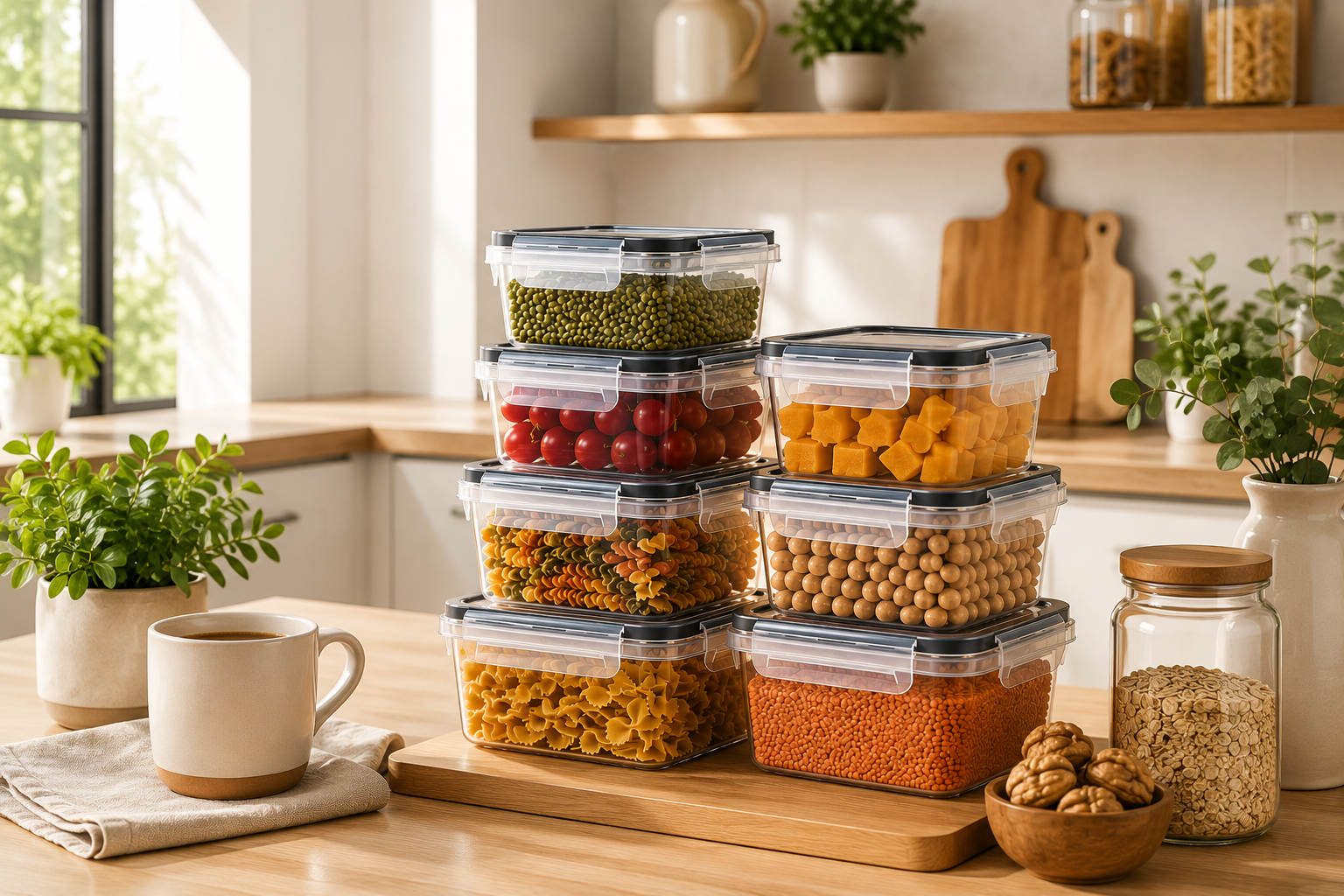 Set de 8 Recipientes Herméticos para Cocina | Ahorra Espacio y Mantén los Alimentos Frescos