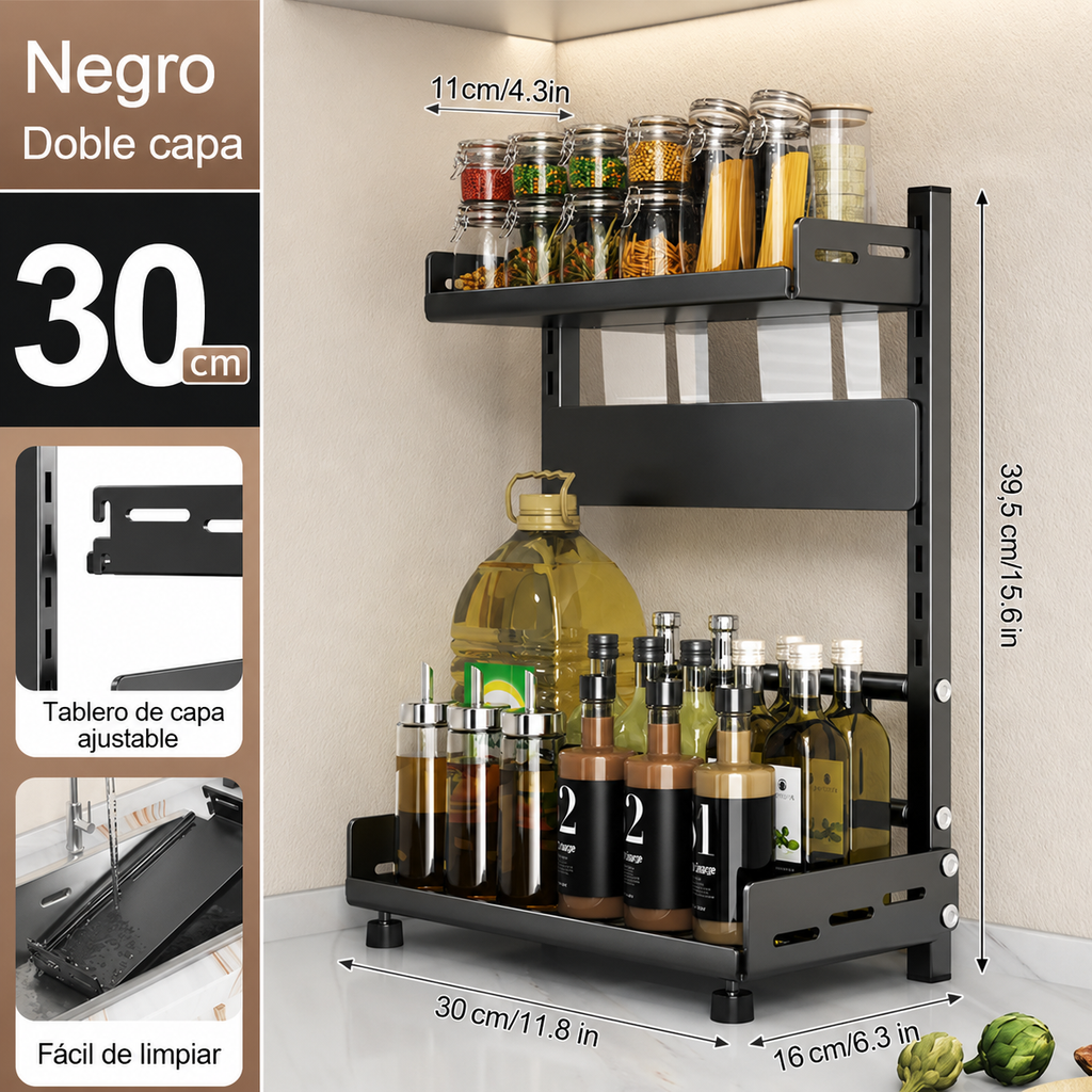 Organizador de Especias de 3 Niveles Ajustable