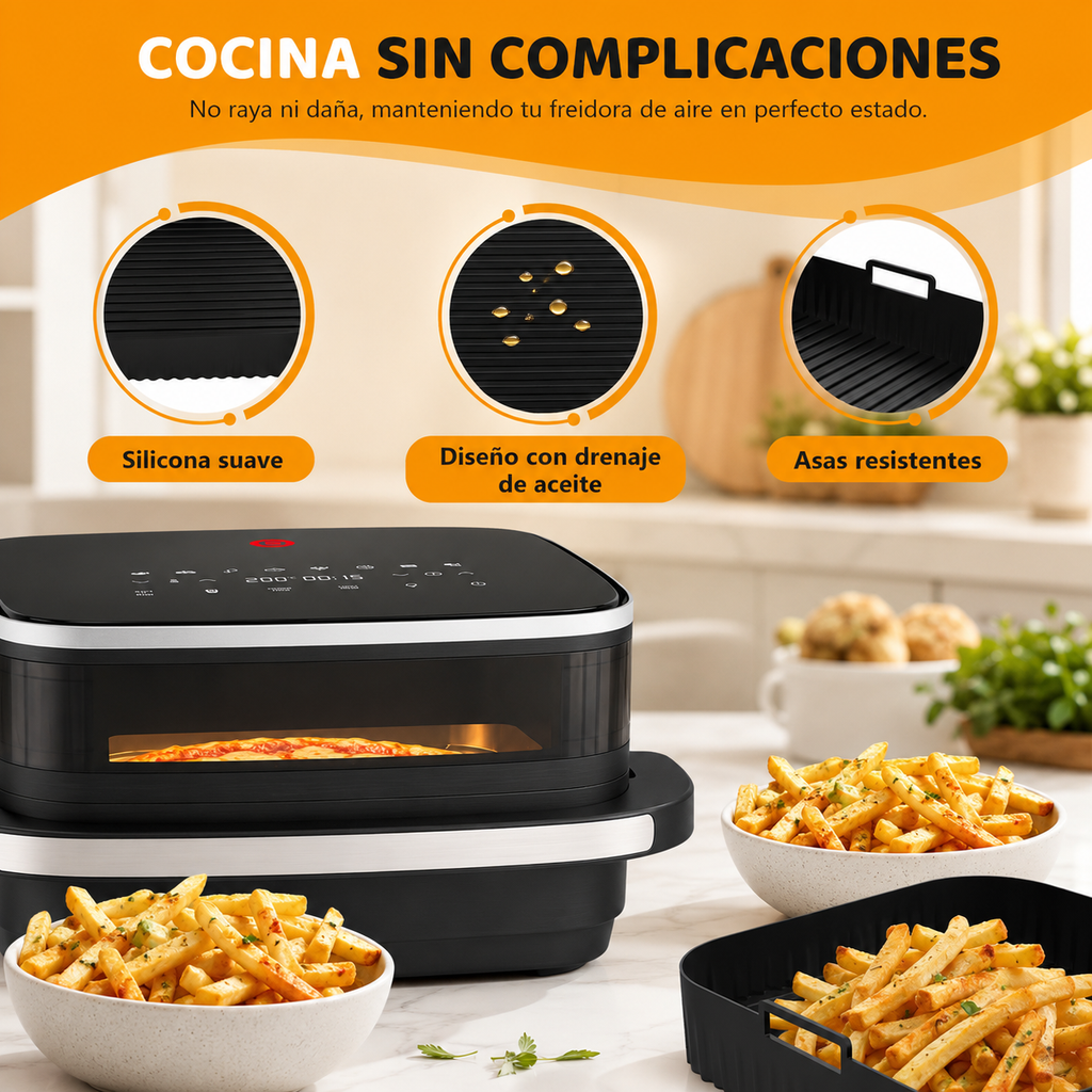 Bandeja Reutilizable de Silicona para Air Fryer