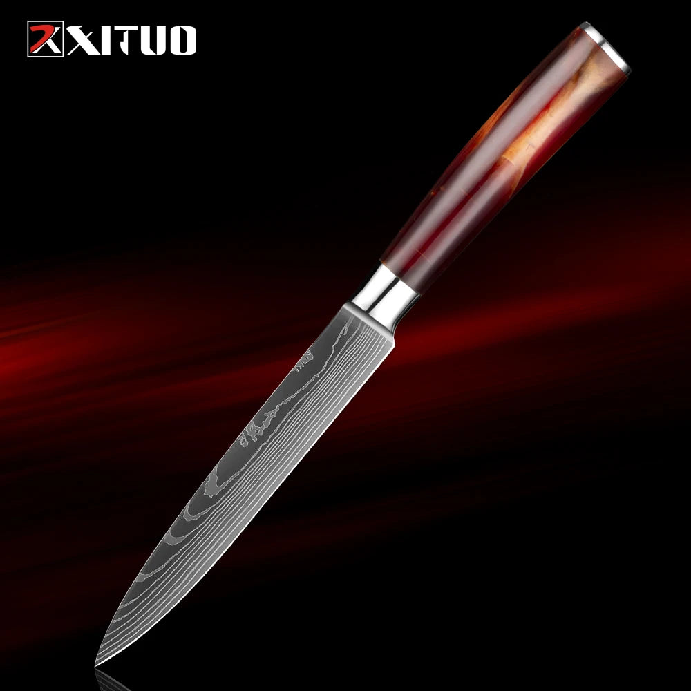 XITUO 1-8Piece Kitchen knife Set 7Cr17Mov Stainless Steel Chef Knife Ultra Sharp Santoku Cleaver Utility Knife Cooking Knives