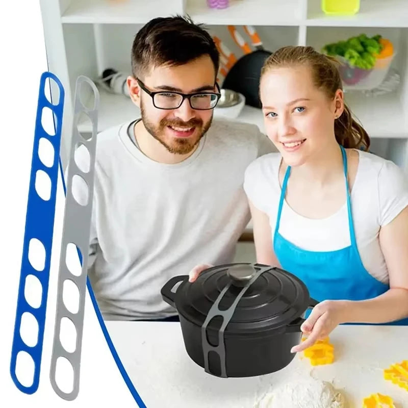 21.2in Reusable Lid Strap Silicone Elastic Band Universal Pot Lid Holder for Lunch Box Strap Elastic Band Outdoor Tableware Tool