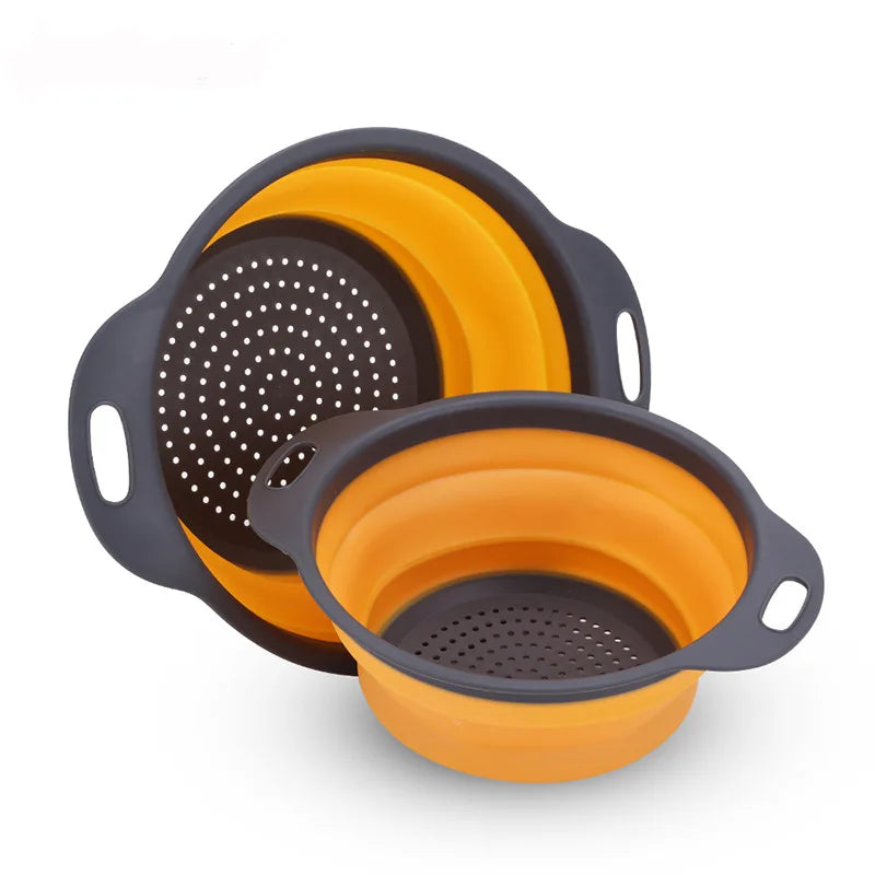 Silicone Vegetable and Fruit Cleaning and Drainage Basket  Cleaning Basket 1PCS Folding Water Filter Net Kitchen Gadgets