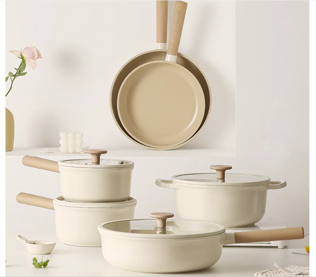 Titanium ceramic non stick kitchen cookware set Special for induction cookers gas stoves cooking pot set