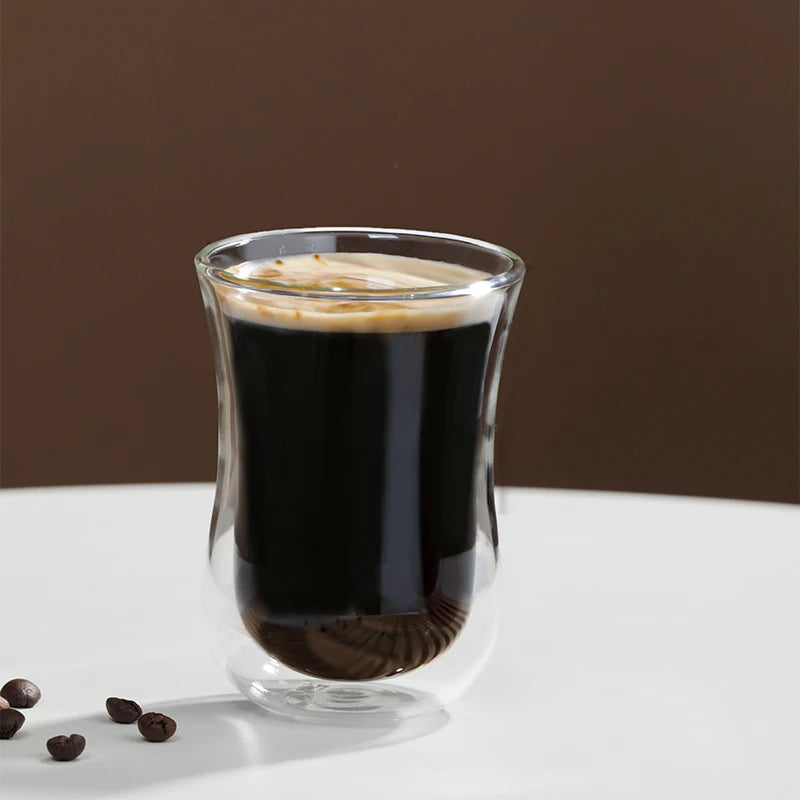 YWDL 90/200/260/330ml Double Wall High Borosilicate Glass Coffee Cups Heat Resistant Espresso Latte Mug for Hot Cold Drinks