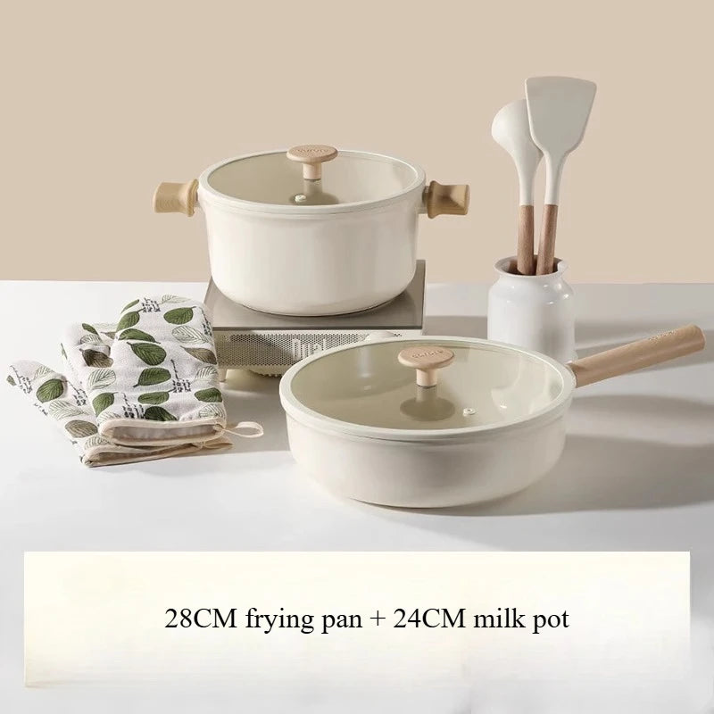 Titanium ceramic non stick kitchen cookware set Special for induction cookers gas stoves cooking pot set