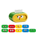 Large-Capacity Cartoon Tissue Box Pull-Out Design Interchangeable Expression Facial Tissue Holder Funny Space-saving