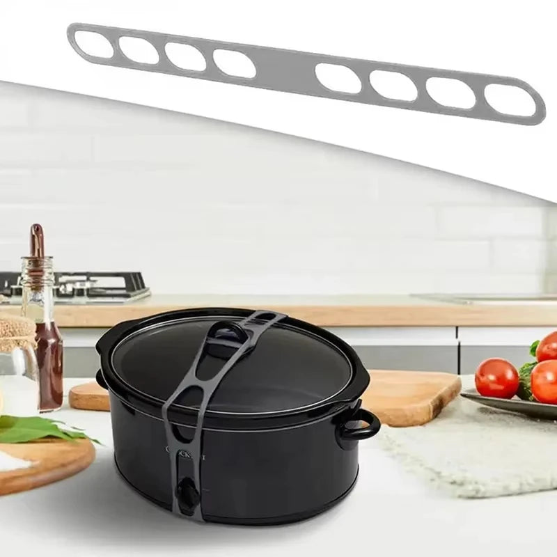 21.2in Reusable Lid Strap Silicone Elastic Band Universal Pot Lid Holder for Lunch Box Strap Elastic Band Outdoor Tableware Tool