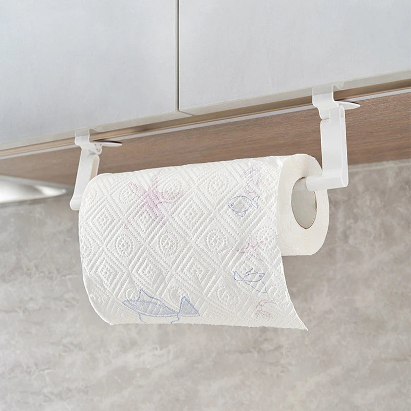 Kitchen Plastic Wrap Storage Rack Cabinet Door Rack Perforation-free Rag Towel Rack Roll Paper Rack