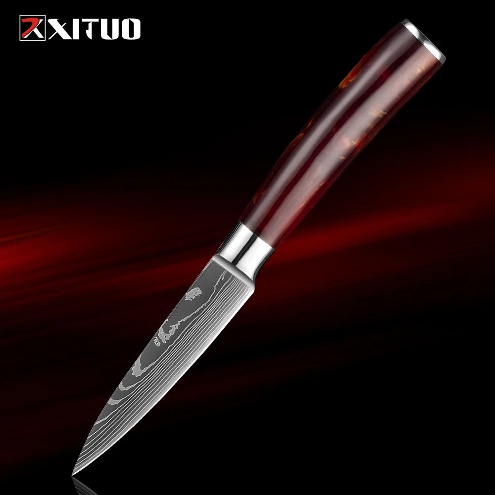 XITUO 1-8Piece Kitchen knife Set 7Cr17Mov Stainless Steel Chef Knife Ultra Sharp Santoku Cleaver Utility Knife Cooking Knives