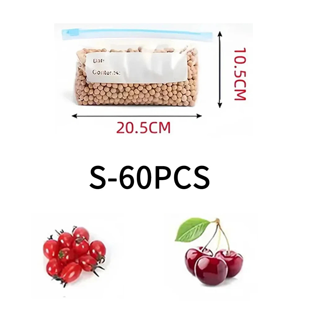 45pcs Sealed Storage Bags, Zip-Lock Food Preservation Bags, Self-Sealing Food Storage Bags, Zip Shut Bags Fresh Food Storage Bag
