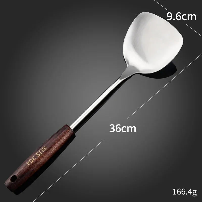 High Quality Professional 304 Stainless Steel Cooking Utensil Set - Heavy Duty Spatula, Spoon & Colander for Kitchen & Chefs