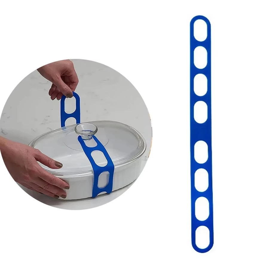 21.2in Reusable Lid Strap Silicone Elastic Band Universal Pot Lid Holder for Lunch Box Strap Elastic Band Outdoor Tableware Tool