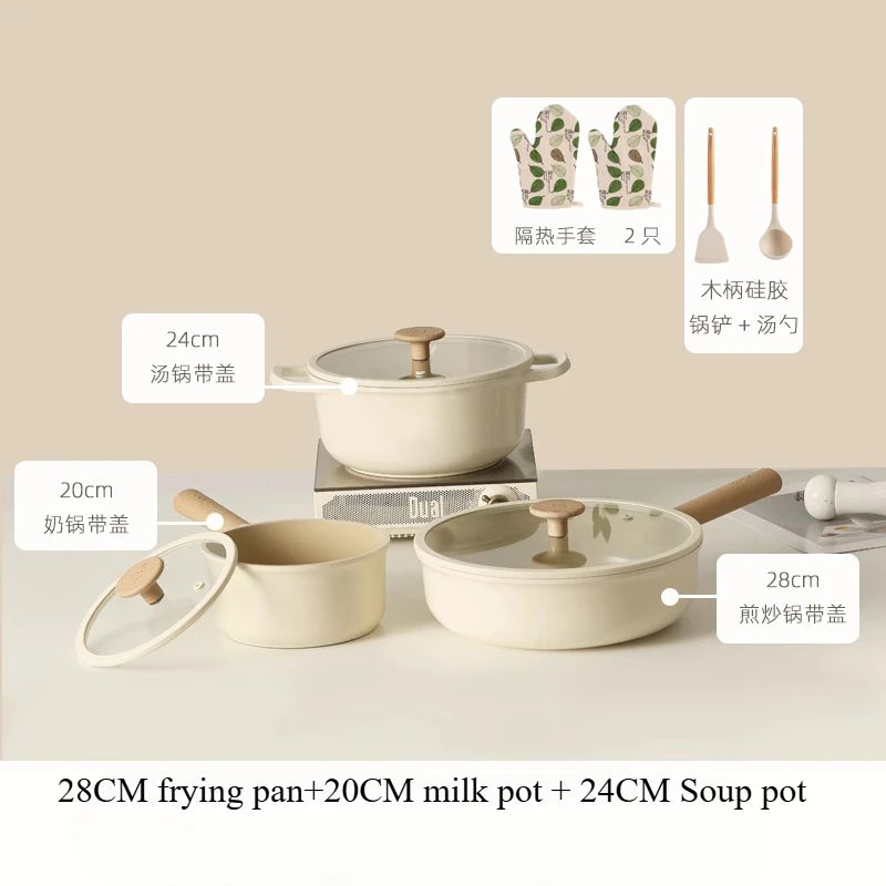 Titanium ceramic non stick kitchen cookware set Special for induction cookers gas stoves cooking pot set