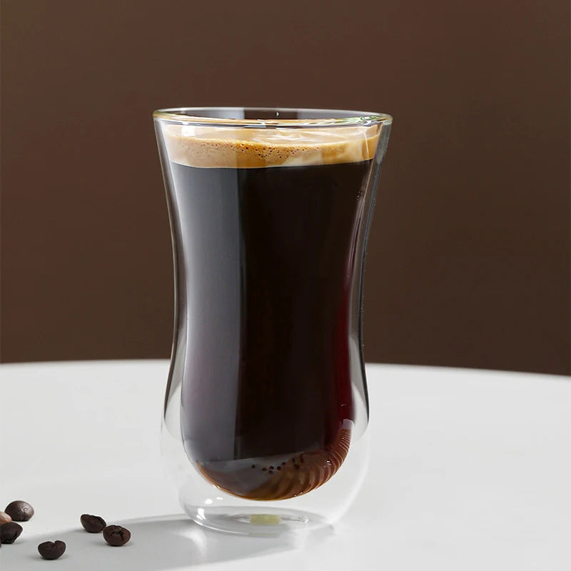 YWDL 90/200/260/330ml Double Wall High Borosilicate Glass Coffee Cups Heat Resistant Espresso Latte Mug for Hot Cold Drinks