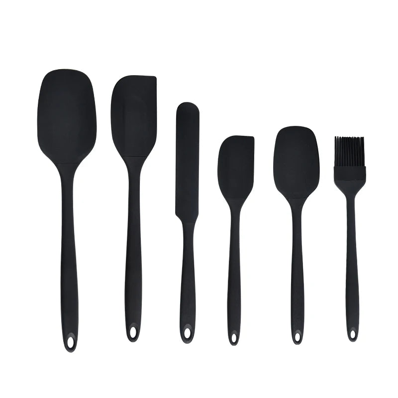 Silicone kitchenware 6-piece set, cream  scraper, spatula, oil brush, size scraper set baking tool，Non-integrated hand