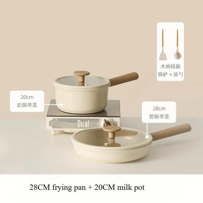 Titanium ceramic non stick kitchen cookware set Special for induction cookers gas stoves cooking pot set