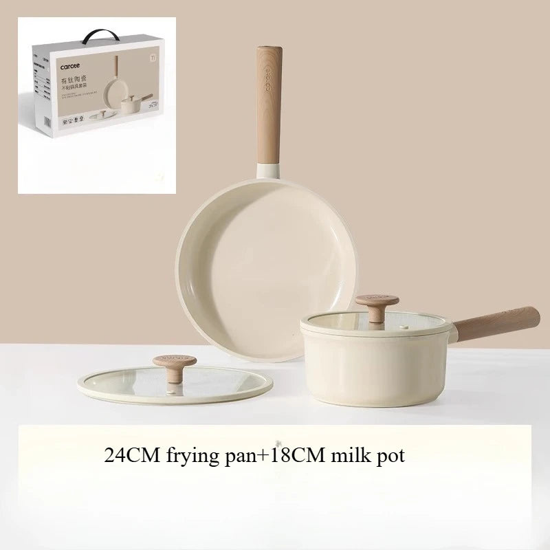 Titanium ceramic non stick kitchen cookware set Special for induction cookers gas stoves cooking pot set