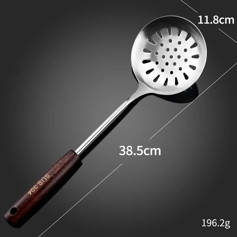 High Quality Professional 304 Stainless Steel Cooking Utensil Set - Heavy Duty Spatula, Spoon & Colander for Kitchen & Chefs