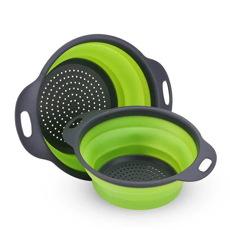 Silicone Vegetable and Fruit Cleaning and Drainage Basket  Cleaning Basket 1PCS Folding Water Filter Net Kitchen Gadgets