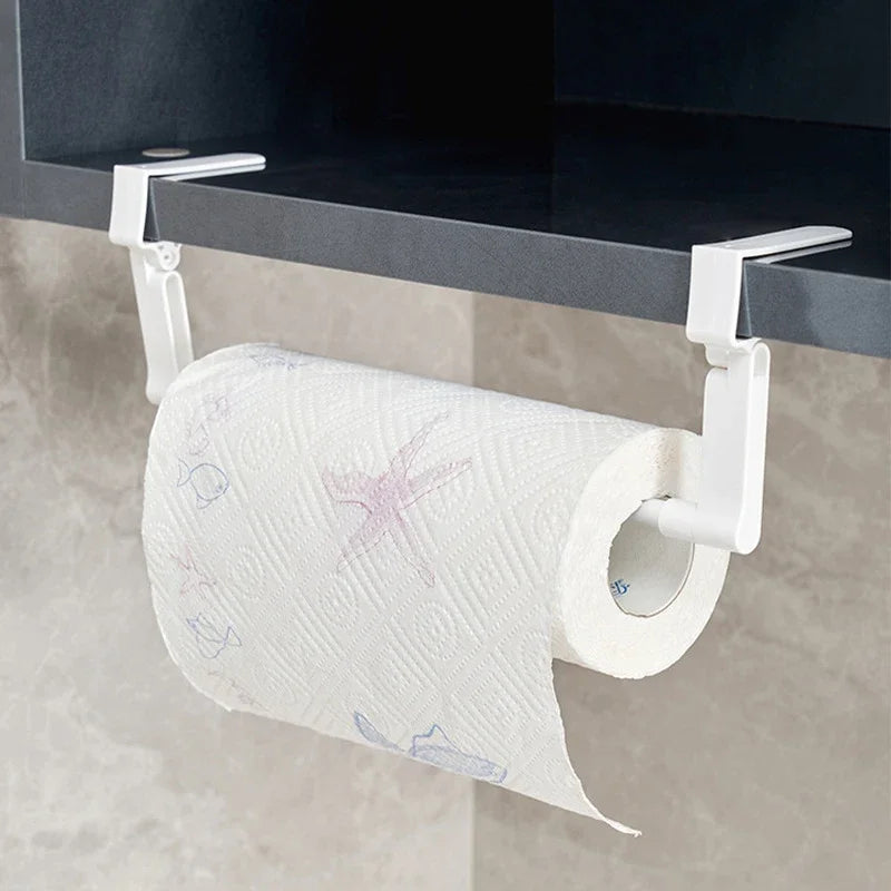 Kitchen Plastic Wrap Storage Rack Cabinet Door Rack Perforation-free Rag Towel Rack Roll Paper Rack