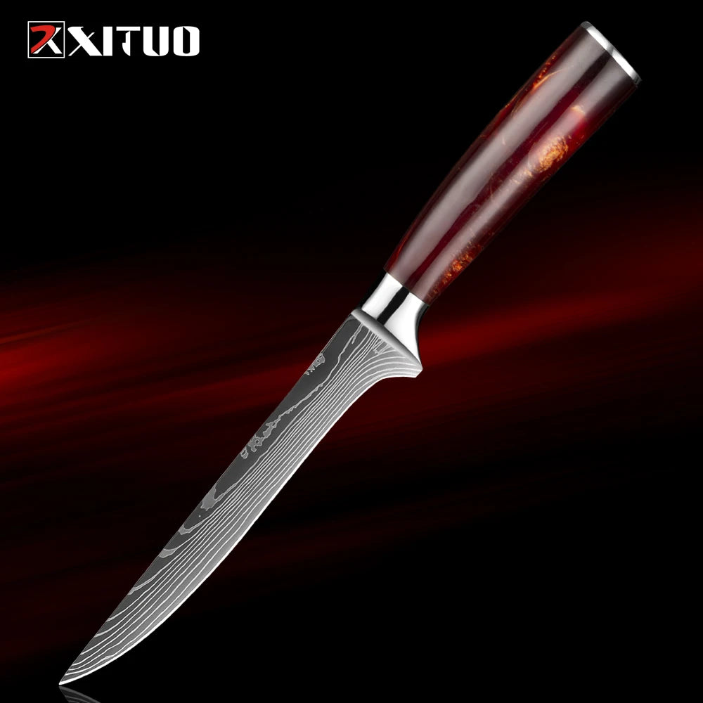 XITUO 1-8Piece Kitchen knife Set 7Cr17Mov Stainless Steel Chef Knife Ultra Sharp Santoku Cleaver Utility Knife Cooking Knives