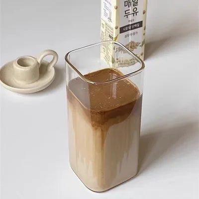 Taza de Vidrio Resistente al Calor con Tapa y Popote